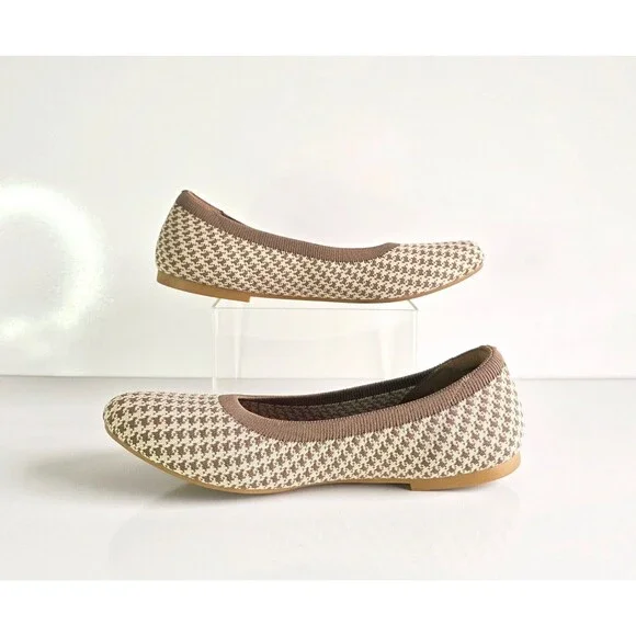 VIVAIA Claire Round Toe Flats Espresso Houndstooth Sz 43 11 Knit Comfort Brown - Picture 7 of 12